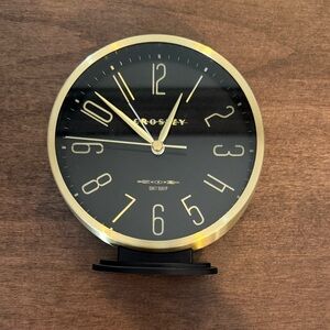 Crosley Small Black and Gold Desk Clock